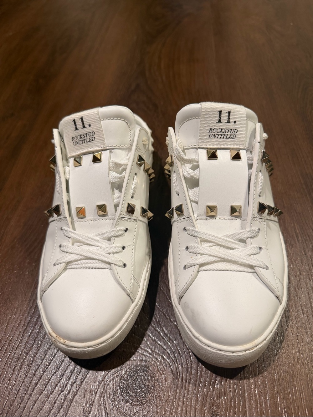 Valentino White Leather Rockstud Mule Sneakers - Picture 5 of 6